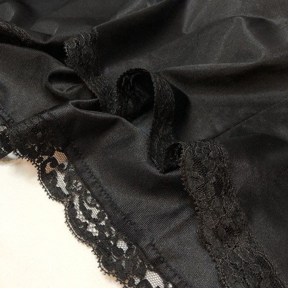 Vintage Wonder Maid Full Slip Size 34 Black Silky Nylon Rayon Lace Non Cling - Picture 8 of 9
